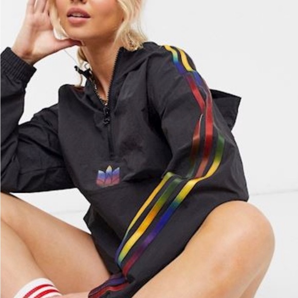 ADIDAS pullover windbreaker oversized running crop - Picture 1 of 5